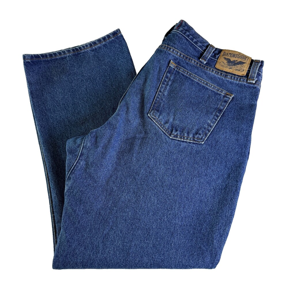 Diamond Gusset Blue Jeans, Men's 42x31, Regular Fit, Straight Leg, Made in USA